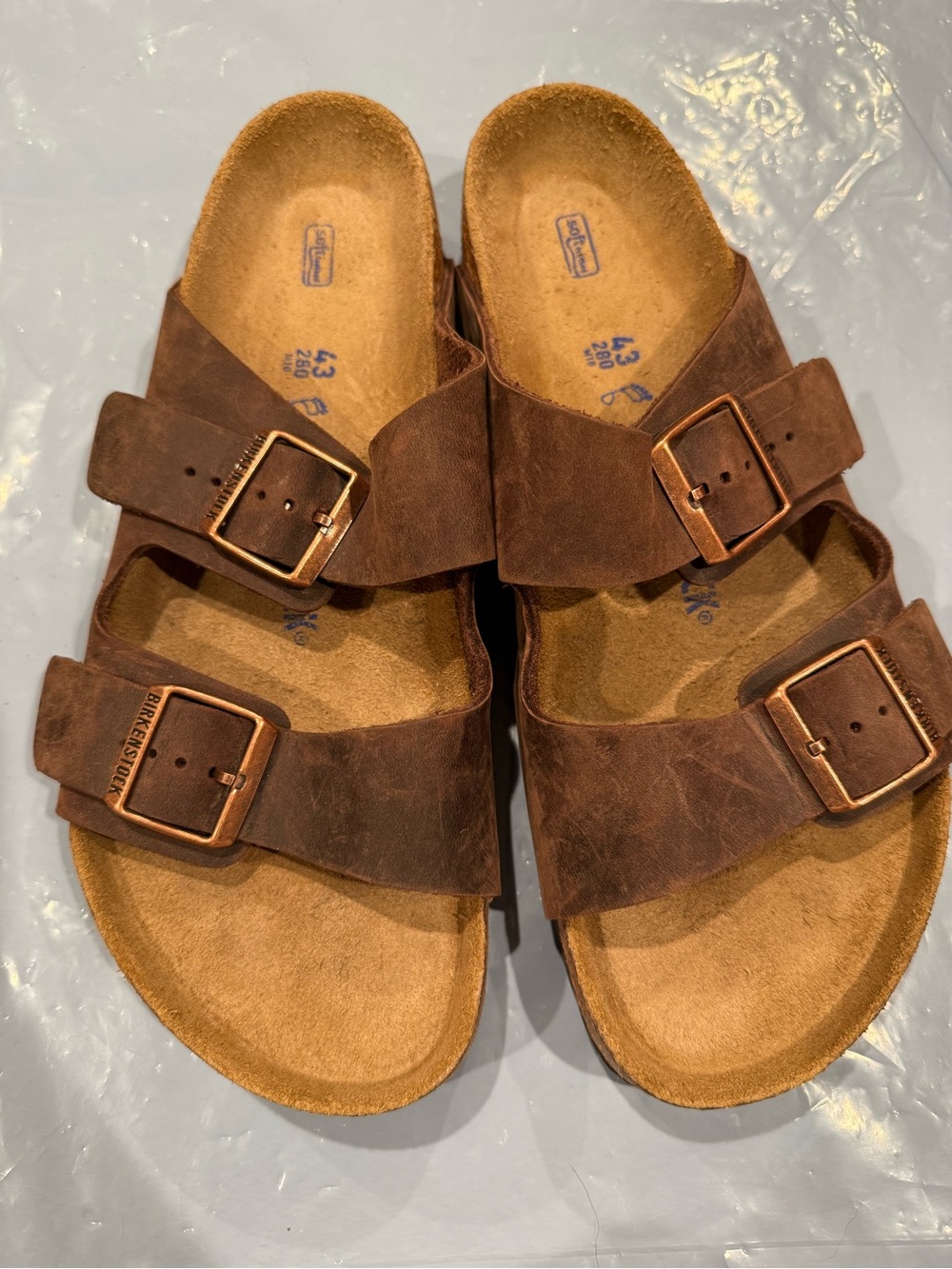 Birkenstock Men's Brown Two-Strap oiled leather Sandals habana